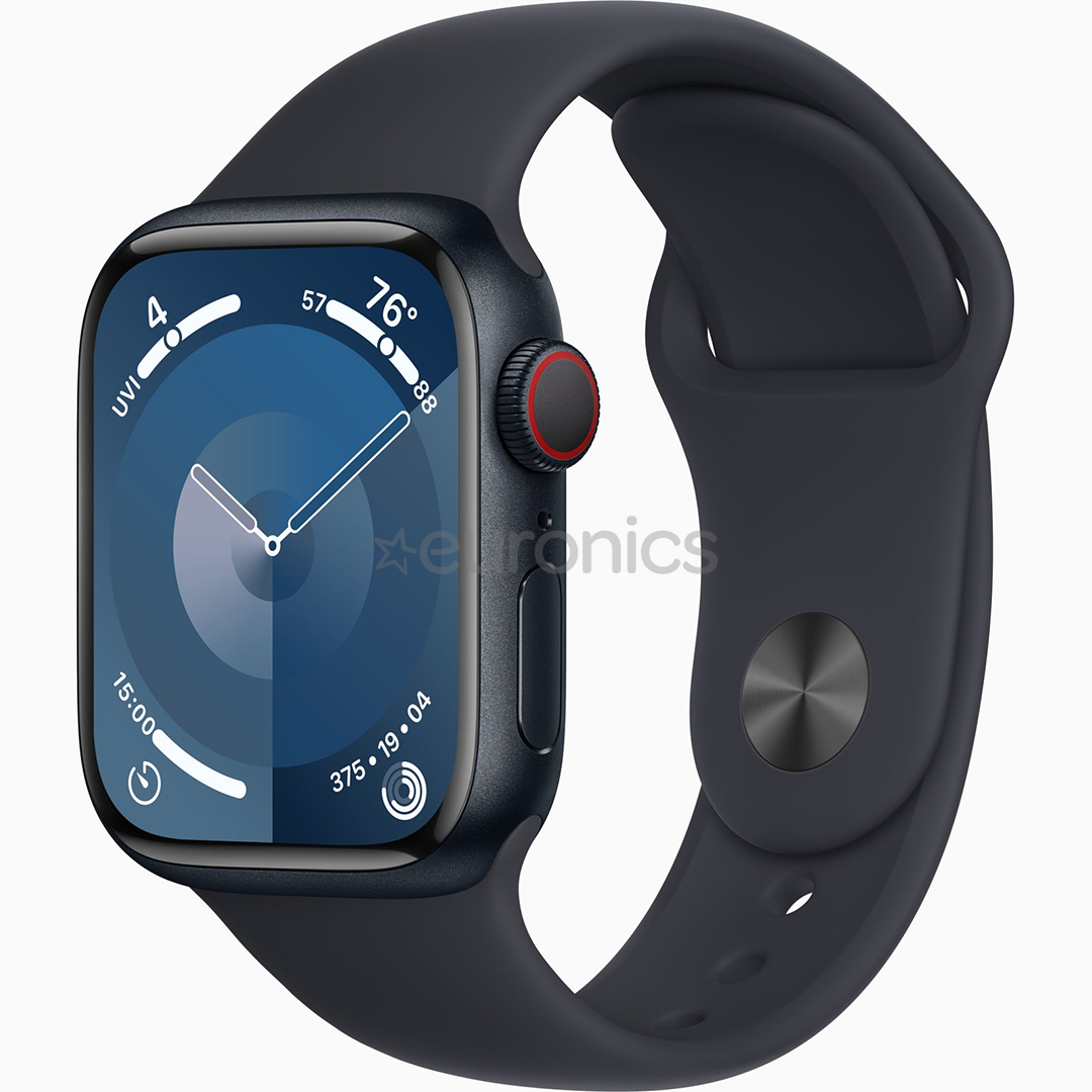 Apple Watch Series 9 GPS + Cellular, 41 мм, Sport Band, M/L, черный - Смарт-часы