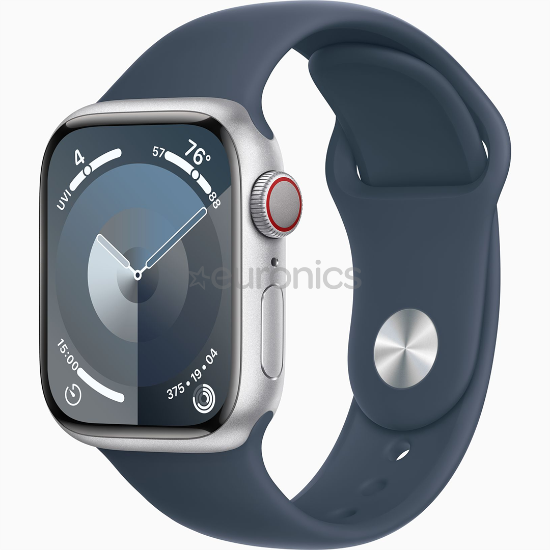 Apple Watch Series 9 GPS + Cellular, 41 mm, Sport Band, M/L, hõbe/sinine - Nutikell