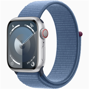 Apple Watch Series 9 GPS + Cellular, 41 mm, Sport Loop, silver/winter blue - Smartwatch MRHX3ET/A