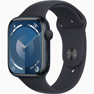 Apple Watch Series 9 GPS, 45 mm, Sport Band, S/M, must - Nutikell MR993ET/A