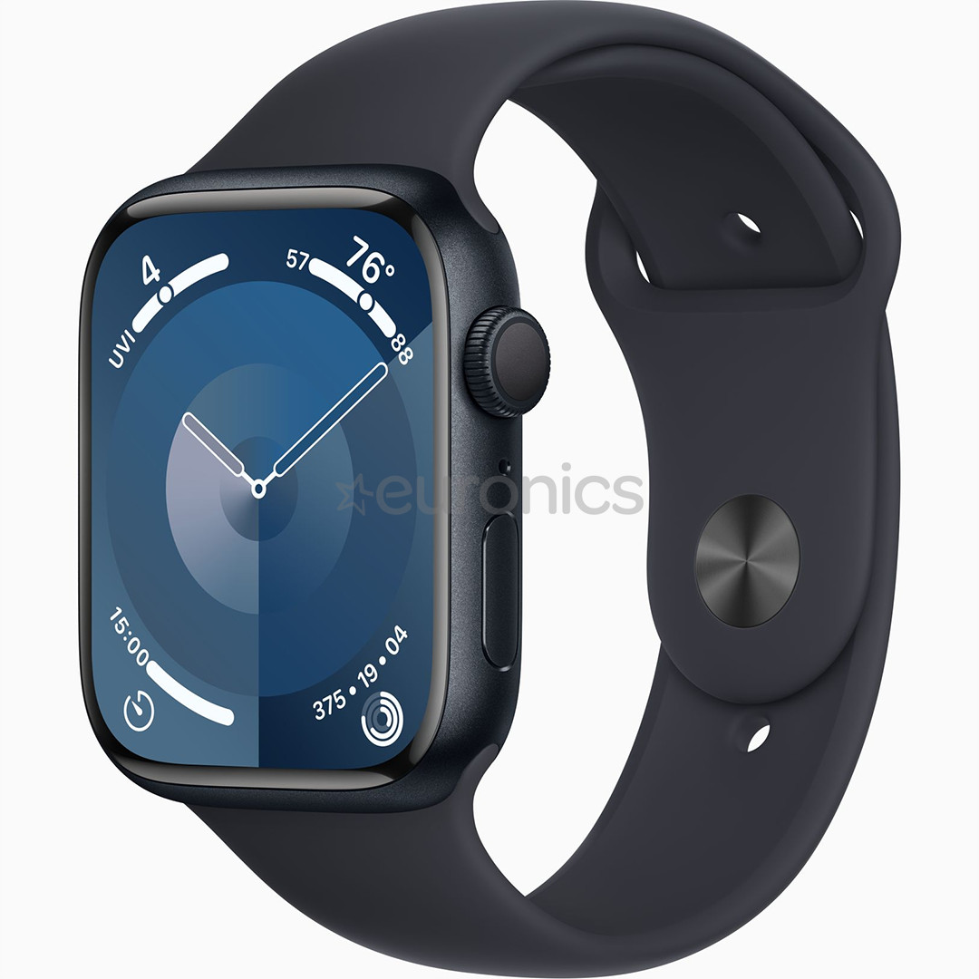 Apple Watch Series 9 GPS, 45 мм, Sport Band, S/M, черный - Смарт-часы