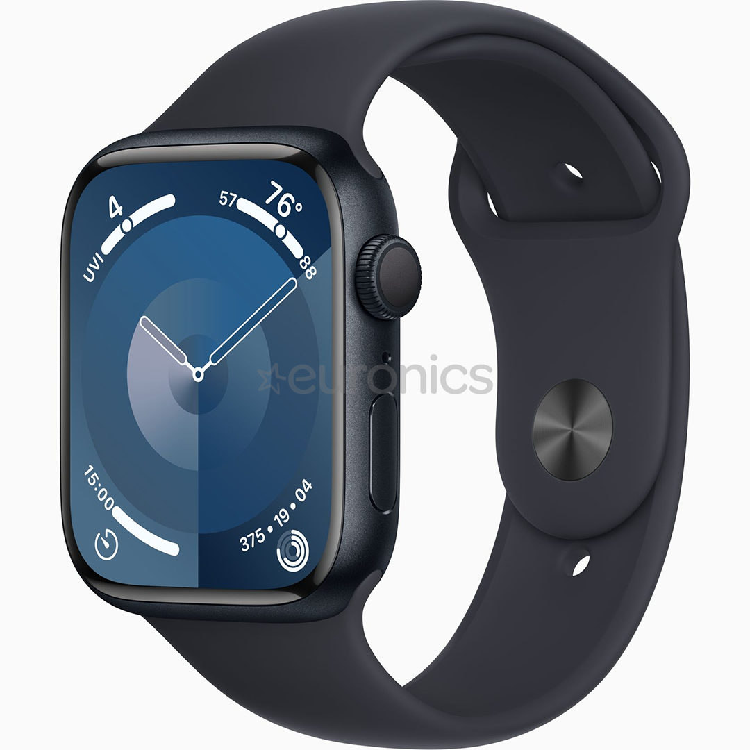 Apple Watch Series 9 GPS, 45 мм, Sport Band, S/M, черный - Смарт-часы