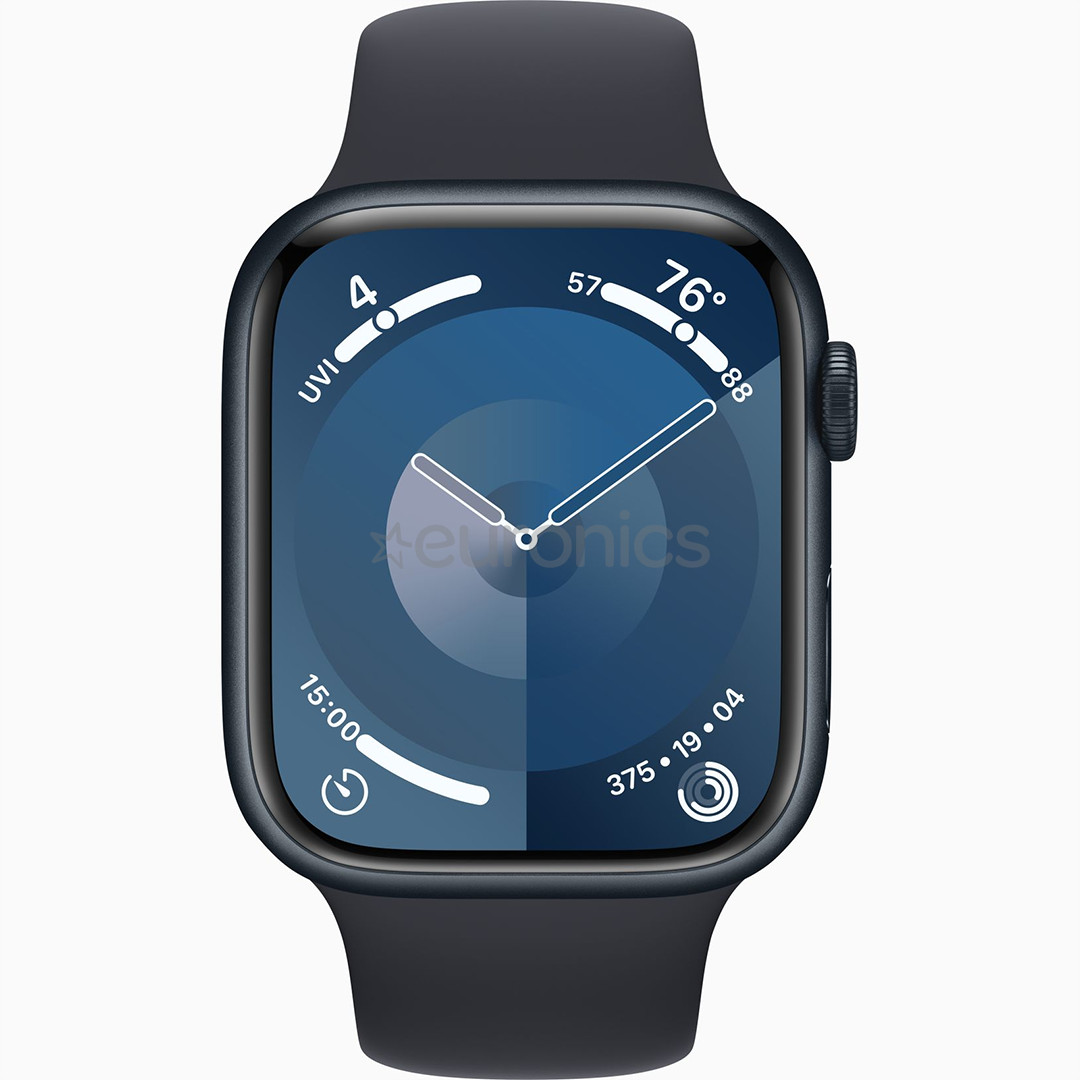 Apple Watch Series 9 GPS, 45 мм, Sport Band, S/M, черный - Смарт-часы