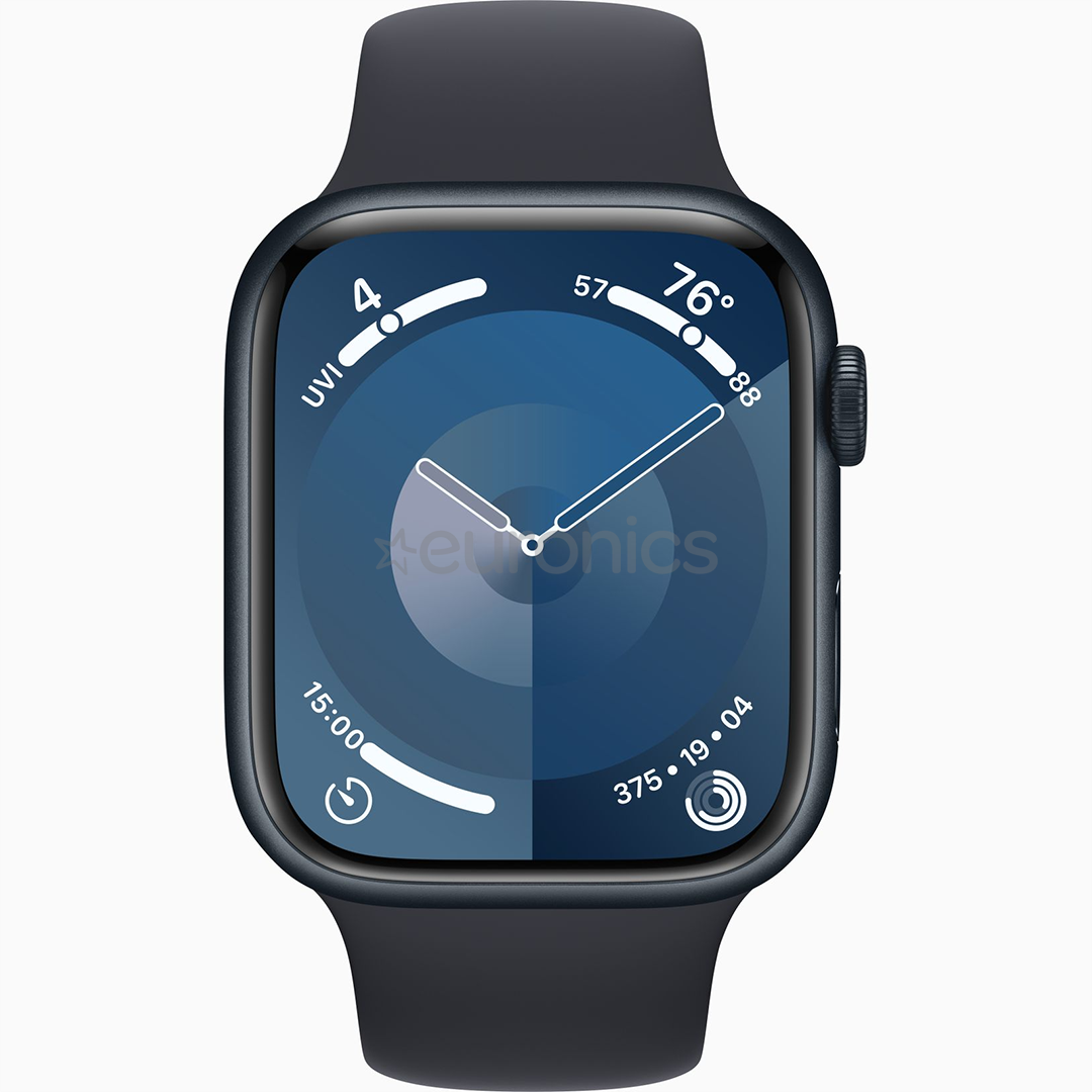 Apple Watch Series 9 GPS, 45 мм, Sport Band, S/M, черный - Смарт-часы