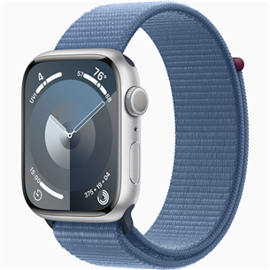 Apple Watch Series 9 GPS, 45 mm, Sport Loop, hõbe/sinine - Nutikell MR9F3ET/A