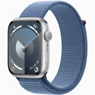 Apple Watch Series 9 GPS, 45 mm, Sport Loop, hõbe/sinine - Nutikell