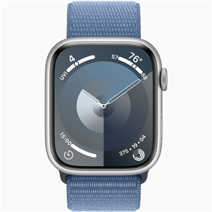 Apple Watch Series 9 GPS, 45 мм, Sport Loop, серебристый/синий - Смарт-часы