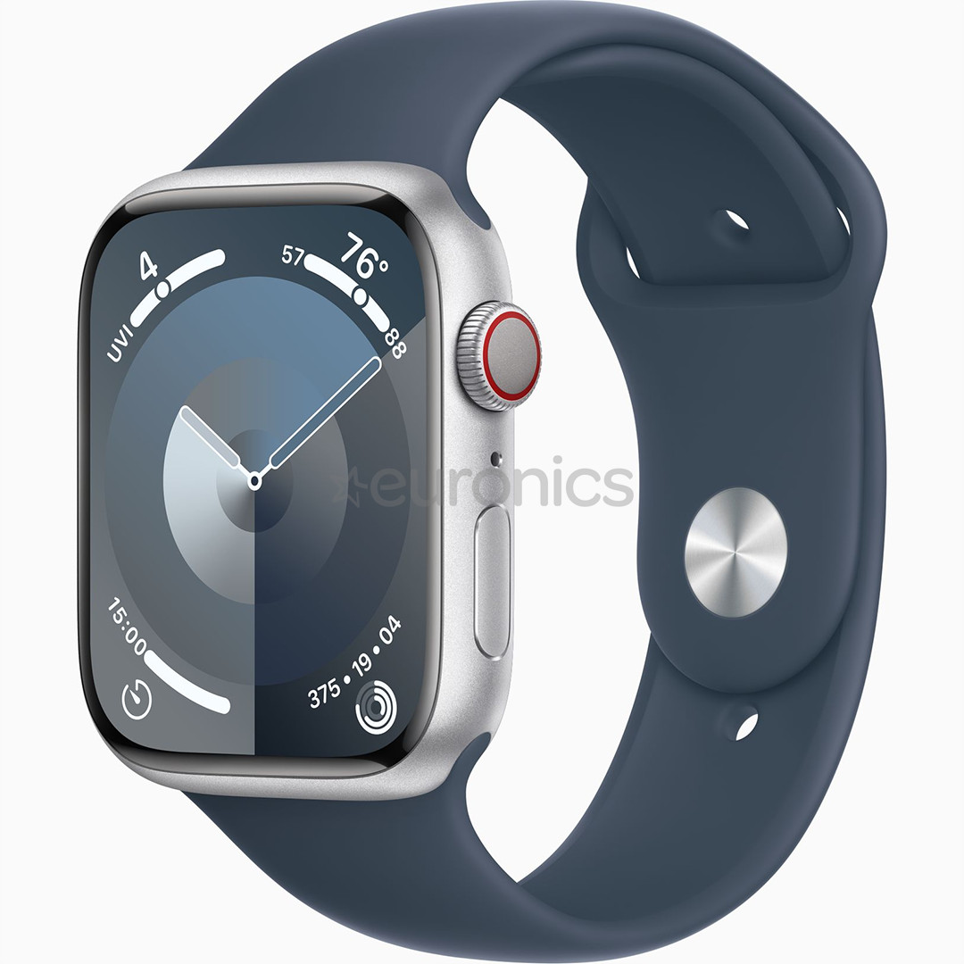 Apple Watch Series 9 GPS + Cellular, 45 mm, Sport Band, M/L, silver/storm blue - Smartwatch