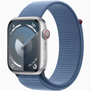 Apple Watch Series 9 GPS + Cellular, 45 mm, Sport Loop, silver/winter blue - Smartwatch MRMJ3ET/A