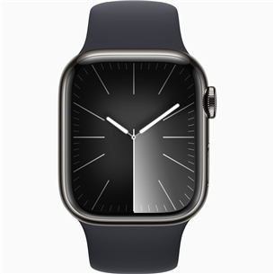 Apple Watch Series 9 GPS + Cellular, 41 мм, Sport Band, S/M, графитовая нержавеющая сталь/черный - Смарт-часы