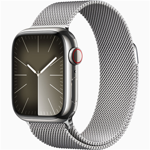 Apple Watch Series 9 GPS + Cellular, 41 mm, Milanese Loop, hõbe roostevaba teras - Nutikell MRJ43ET/A