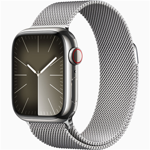 Apple Watch Series 9 GPS + Cellular, 41 мм, Milanese Loop, серебристая нержавеющая сталь - Смарт-часы