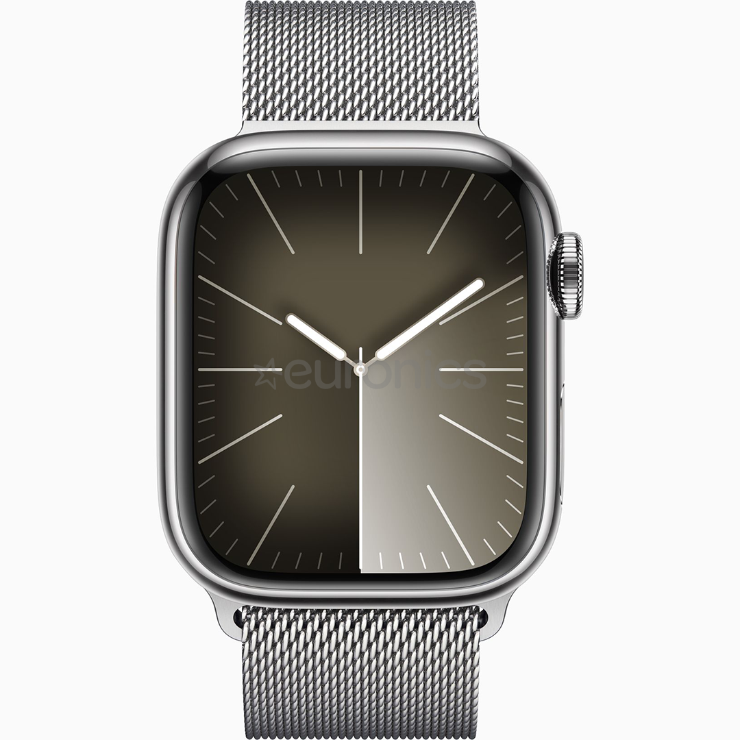 Apple Watch Series 9 GPS + Cellular, 41 мм, Milanese Loop, серебристая нержавеющая сталь - Смарт-часы