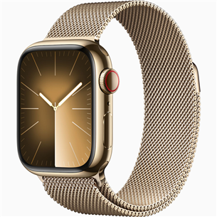 Apple Watch Series 9 GPS + Cellular, 41 mm, Milanese Loop, kuldne roostevaba teras - Nutikell MRJ73ET/A