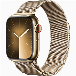 Apple Watch Series 9 GPS + Cellular, 41 mm, Milanese Loop, kuldne roostevaba teras - Nutikell