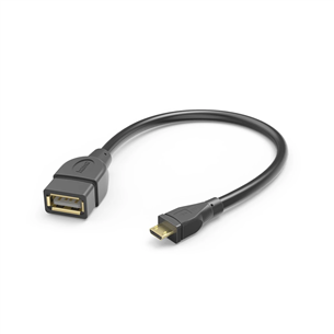 Hama USB Adapter Cable, OTG, Micro-USB Plug - USB-A Socket, 0.15 m, black - Cable 00201606