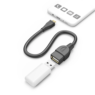 Hama USB Adapter Cable, OTG, Micro-USB pistik - USB-A pesa, 0,15 m, must - Kaabel