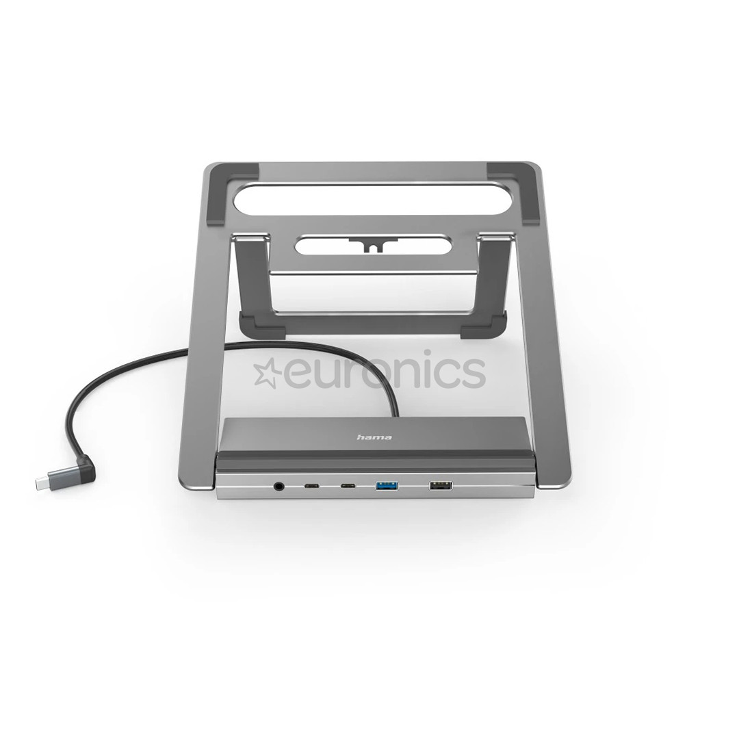 Hama Connect2Office Stand, USB-C dock, 12 ports, 100 W, gray - Notebook dock / stand