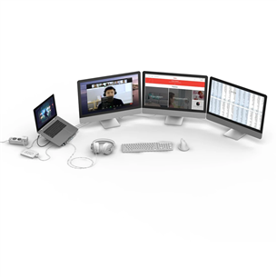 Hama Connect2Office Stand, USB-C dock, 12 портов, 100 Вт, серый - Док-станция для ноутбука / подставка