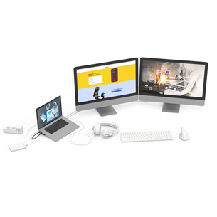 Hama Connect2Office Basic, USB-C Hub, 9 porti, 100 W, hall - Sülearvutidokk