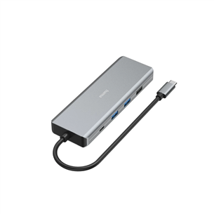 Hama CONNECT2Media, USB-C Hub, 9 porti, 100 W, hall - Sülearvutidokk