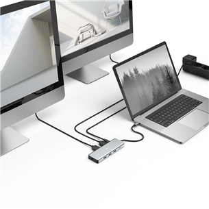 Hama CONNECT2Media, USB-C Hub, 9 porti, 100 W, hall - Sülearvutidokk