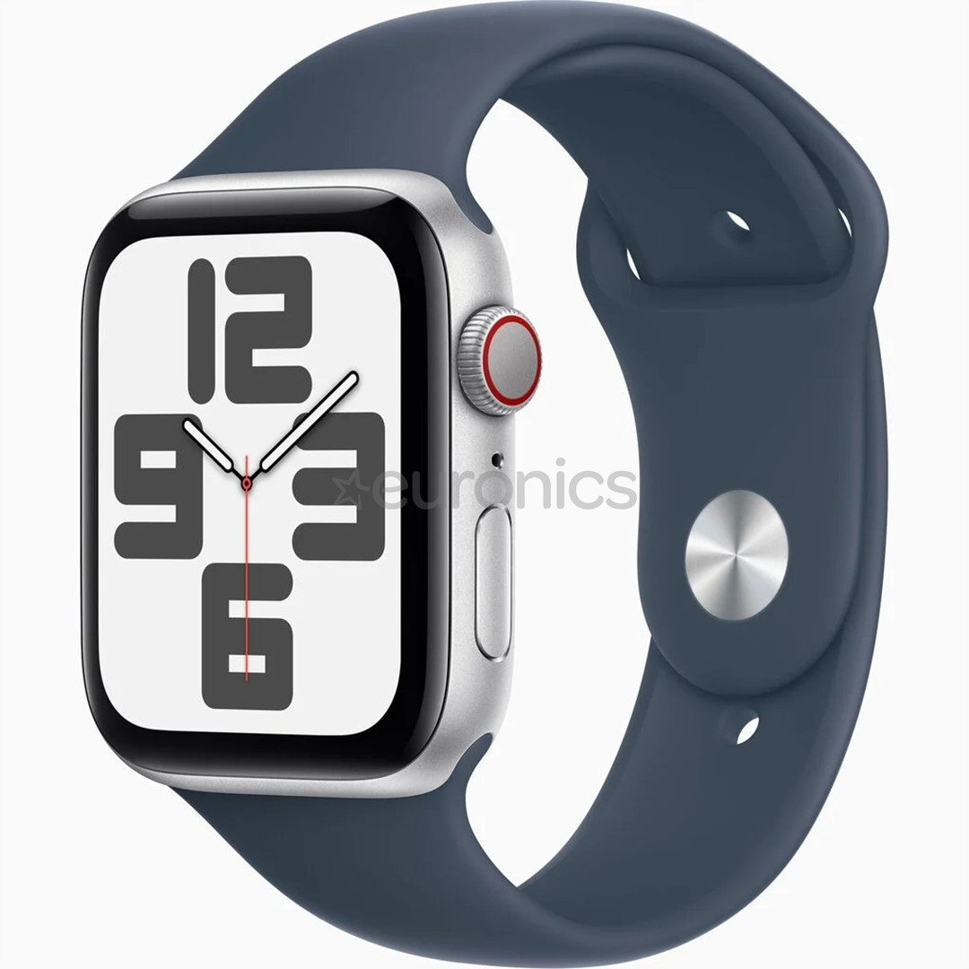 Apple Watch SE 2, GPS + Cellular, Sport Band, 44 mm, M/L, silver/blue - Smartwatch