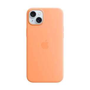 Apple Silicone Case with Magsafe, iPhone 15 Plus, оранжевый - Чехол