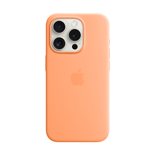 Apple Silicone Case with Magsafe, iPhone 15 Pro, orange sorbet - Case