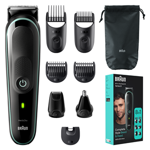 Braun Series 3, Wet & Dry, 8 в 1, черный/зеленый - Мультитриммеp MGK3441