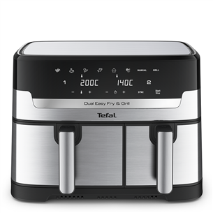 Tefal Dual Easy Fry & Grill Air Fryer, 8.3 L, stainless steel - Air fryer EY905D10