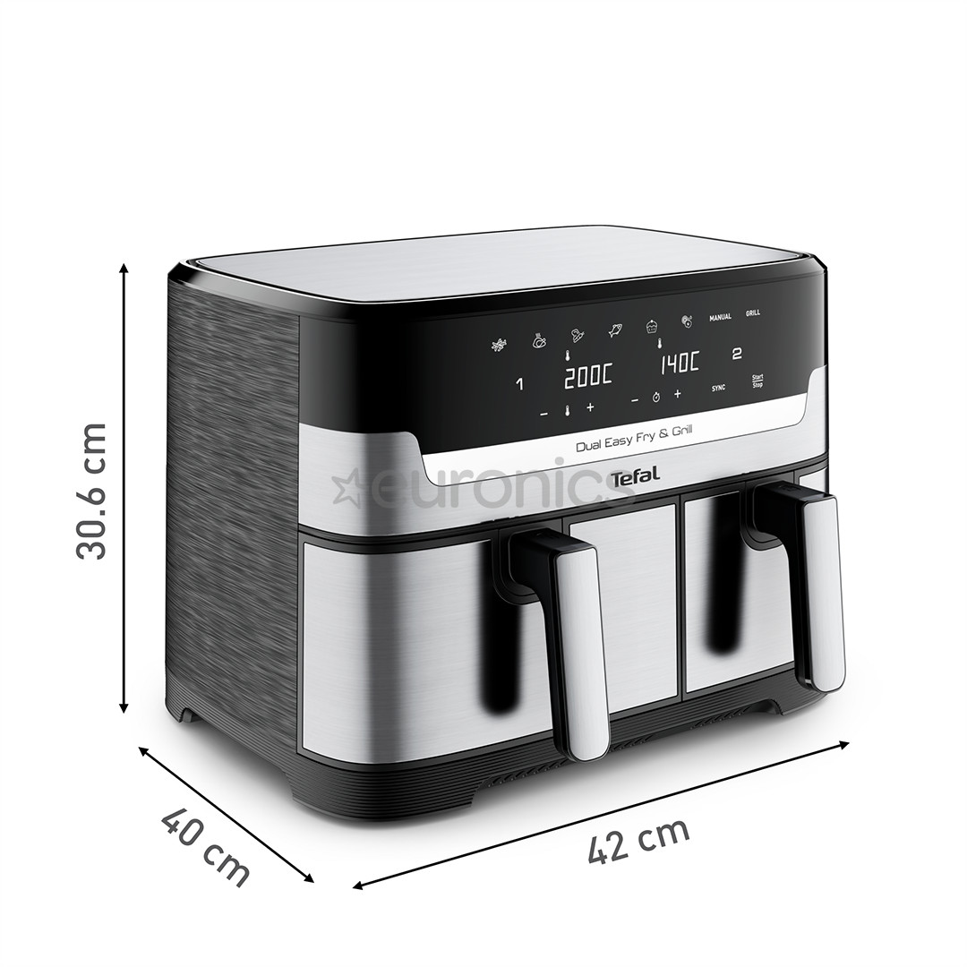 Tefal Dual Easy Fry & Grill Air Fryer, 8,3 л, нерж. сталь - Аэрогриль