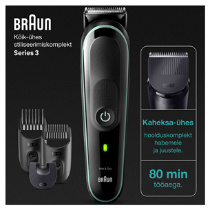 Braun Series 3, Wet & Dry, 8-in-1, black/green - Multi grooming kit