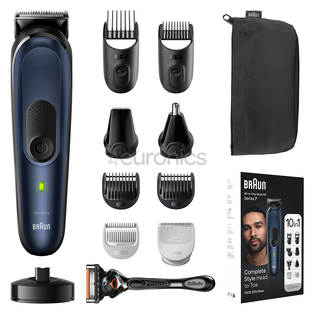 Braun Seeria 7, 10-ühes, Wet & Dry, sinine - Trimmeri komplekt