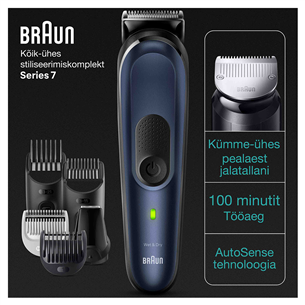 Braun Series 7, 10-in-one, Wet & Dry, blue - Multi grooming kit