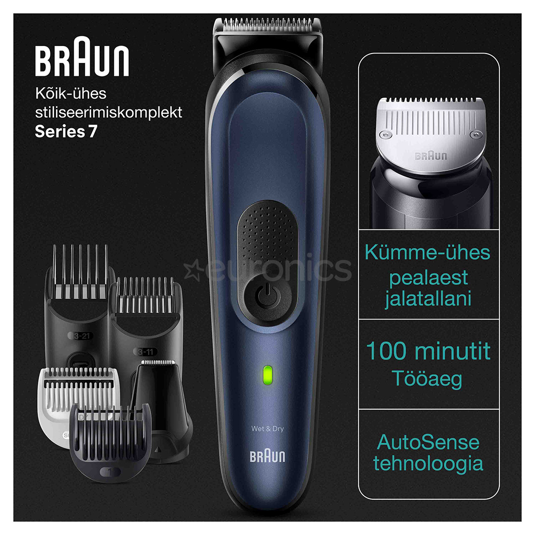 Braun Seeria 7, 10-ühes, Wet & Dry, sinine - Trimmeri komplekt