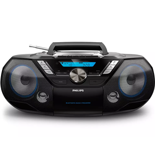 Philips AZB798T, FM, DAB+, Bluetooth, USB, CD, cassette, black - Boombox