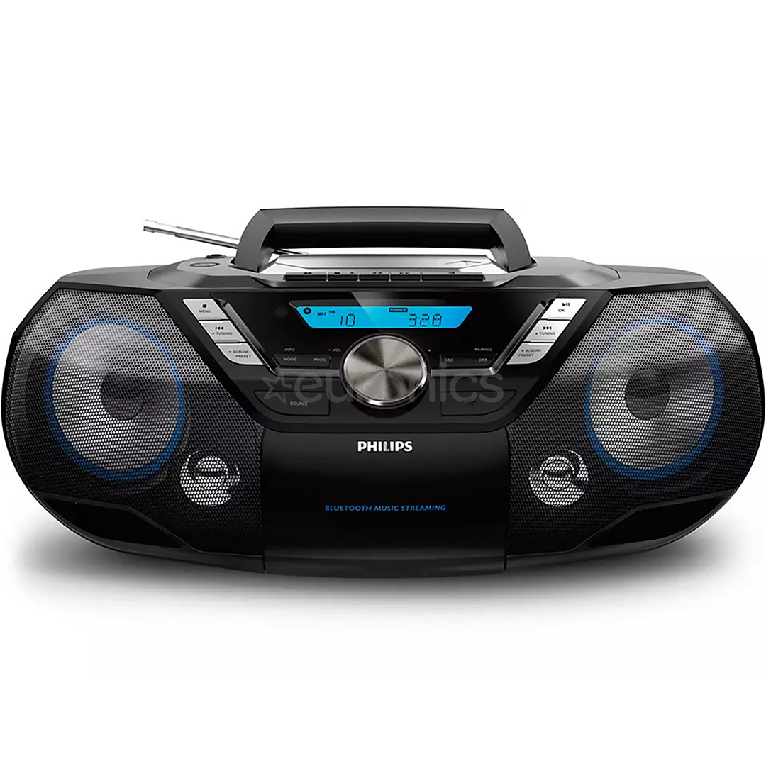 Philips AZB798T, FM, DAB+, Bluetooth, USB, CD, cassette, black - Boombox