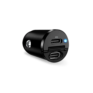 Puro Mini Car Charger, 2x USB-C, 30W, must - Autolaadija