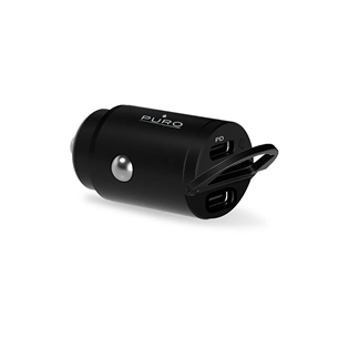 Puro Mini Car Charger, 2x USB-C, 30W, black - Car charger