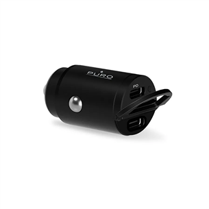 Puro Mini Car Charger, 2x USB-C, 30W, must - Autolaadija