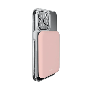 Puro Slim Power Mag, 4000 mAh, MagSafe, roosa - Akupank iPhone jaoks