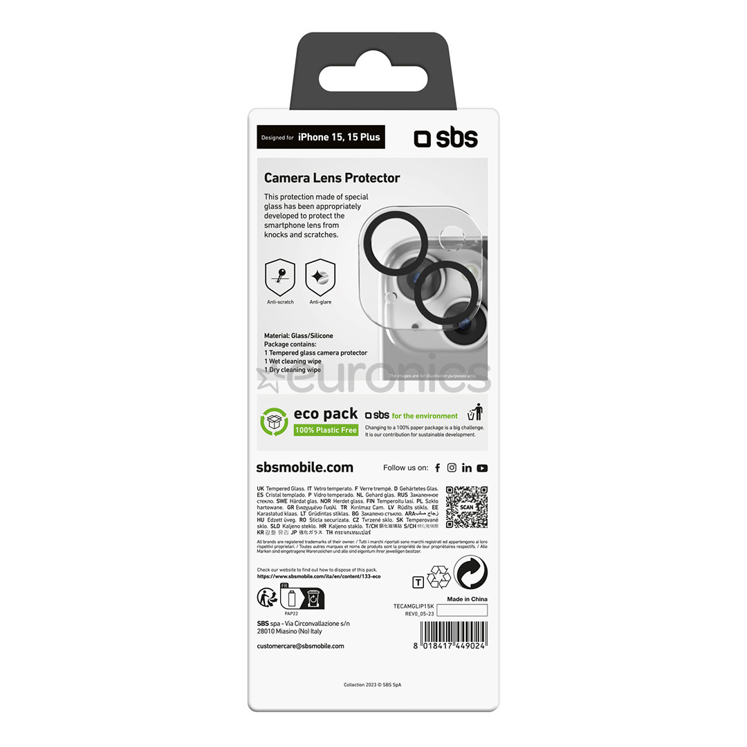 SBS Camera Lens Protector, iPhone 15/15 Plus - Защитное стекло для объективов камеры