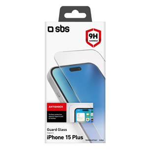 SBS Glass Screen Protector, iPhone 15 Plus, läbipaistev - Ekraanikaitseklaas