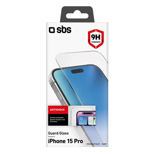 SBS Glass Screen Protector, iPhone 15 Pro, läbipaistev - Ekraanikaitseklaas