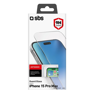 SBS Glass Screen Protector, iPhone 15 Pro Max, transparent - Screen protector