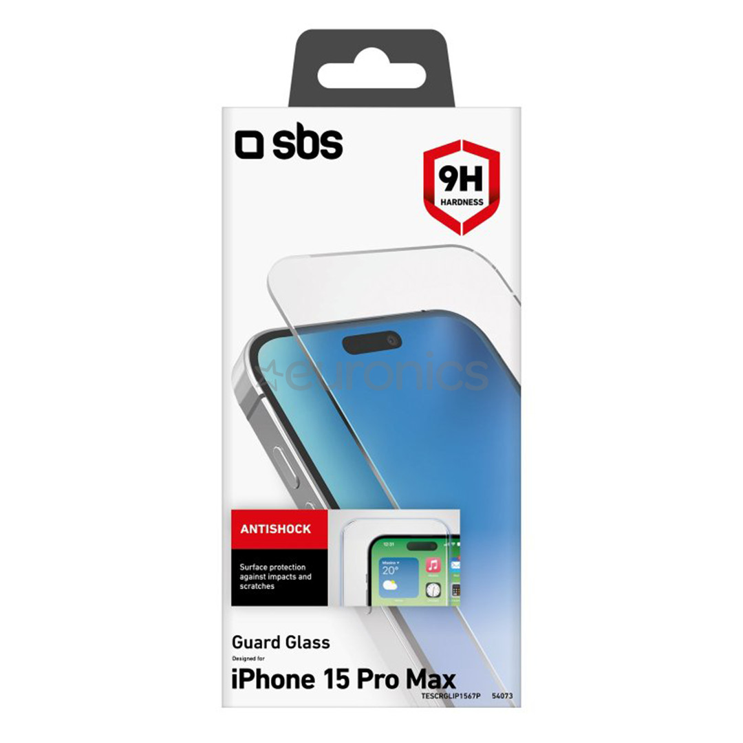 SBS Glass Screen Protector, iPhone 15 Pro Max, прозрачный - Защита для экрана