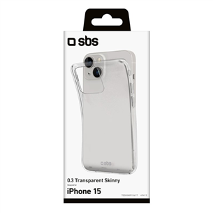 SBS Skinny cover, iPhone 15, läbipaistev - Nutitelefoni ümbris