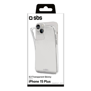 SBS Skinny cover, iPhone 15 Plus, прозрачный - Чехол для смартфона
