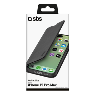 SBS Book Wallet Lite Case, iPhone 15 Pro Max, black - Wallet Cover